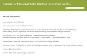 Umfrage - Fragebogen zur Erfassung spiritueller Bedürfnisse von Gehörlosen