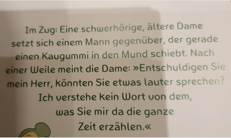 Schwerhörigenwitz ältere Dame im Zug